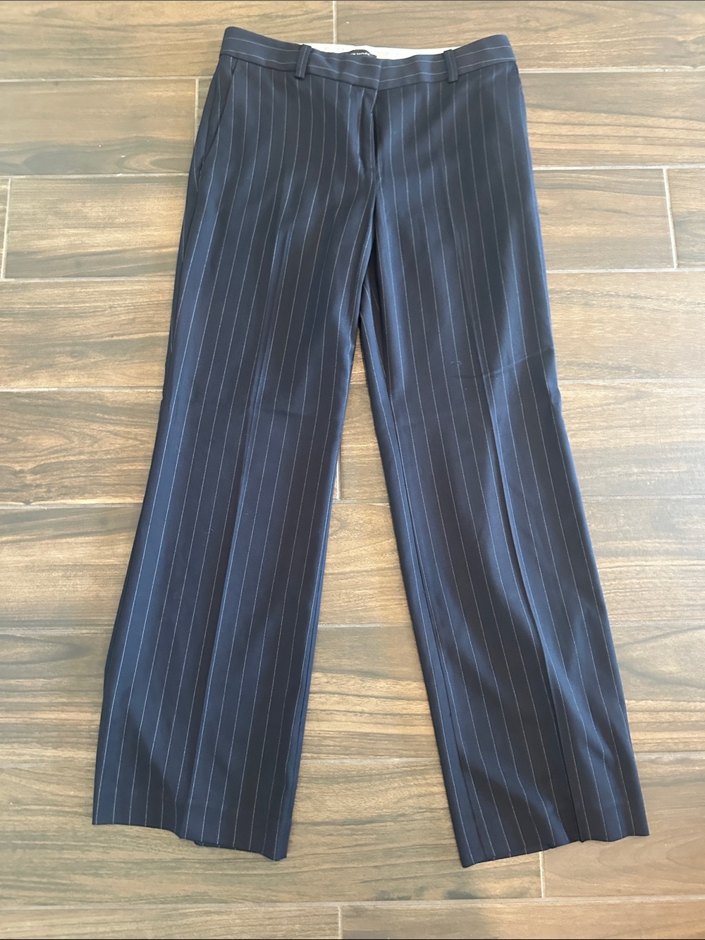 Ann Taylor Pinstripe Navy Trouser Pants 8